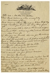 Moe Howard 3pp. Handwritten Comedic Sketch on Two Sheets of His Wife's Stationery -- Measures 7.25'' x 10.5'' -- Very Good